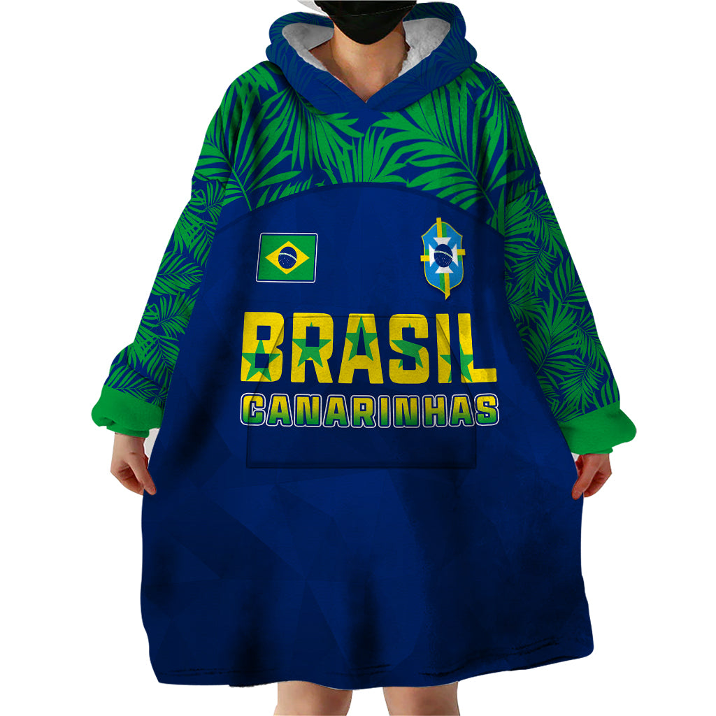 Personalised Brazil Football Wearable Blanket Hoodie Women's WC 2023 Selecao - Wonder Print Shop