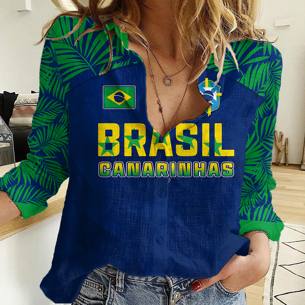 Personalised Brazil Football Women Casual Shirt Women's WC 2023 Selecao - Wonder Print Shop