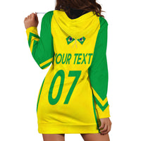 Personalised Brazil Football Hoodie Dress Women's WC 2023 Canarinhas - Wonder Print Shop
