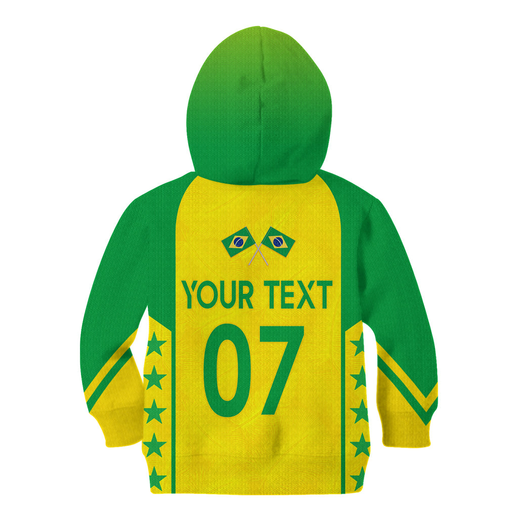 Personalised Brazil Football Kid Hoodie Women's WC 2023 Canarinhas - Wonder Print Shop