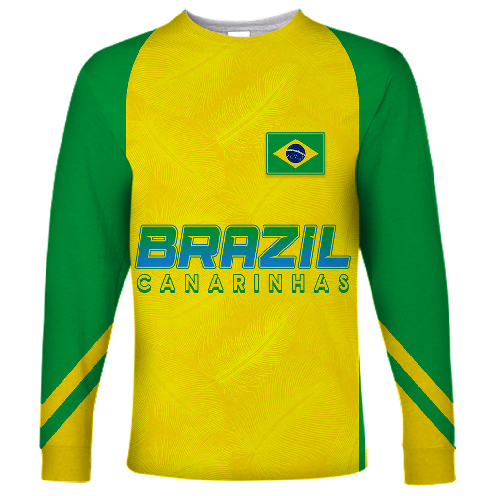 Personalised Brazil Football Long Sleeve Shirt Women's WC 2023 Canarinhas - Wonder Print Shop