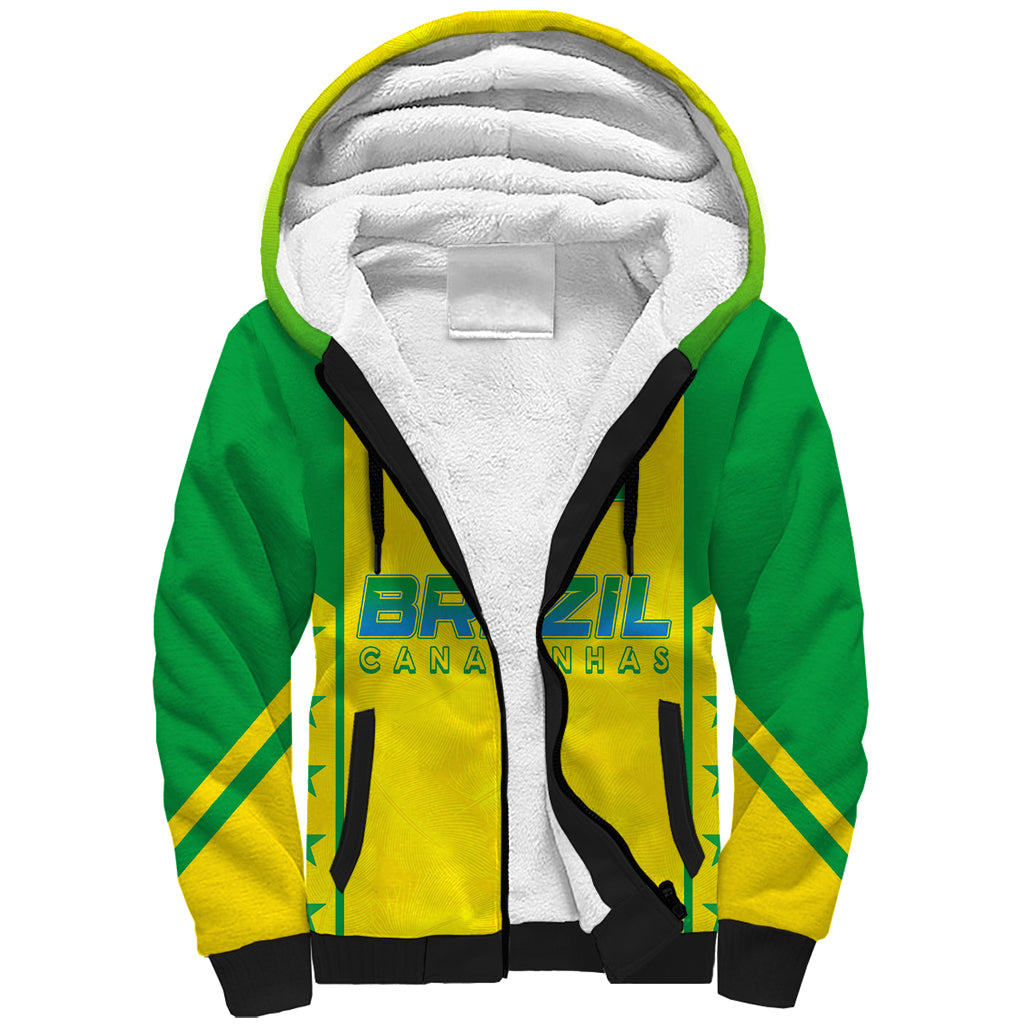 Personalised Brazil Football Sherpa Hoodie Women's WC 2023 Canarinhas - Wonder Print Shop