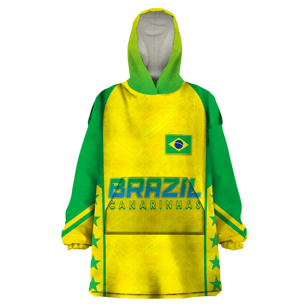 Personalised Brazil Football Wearable Blanket Hoodie Women's WC 2023 Canarinhas - Wonder Print Shop