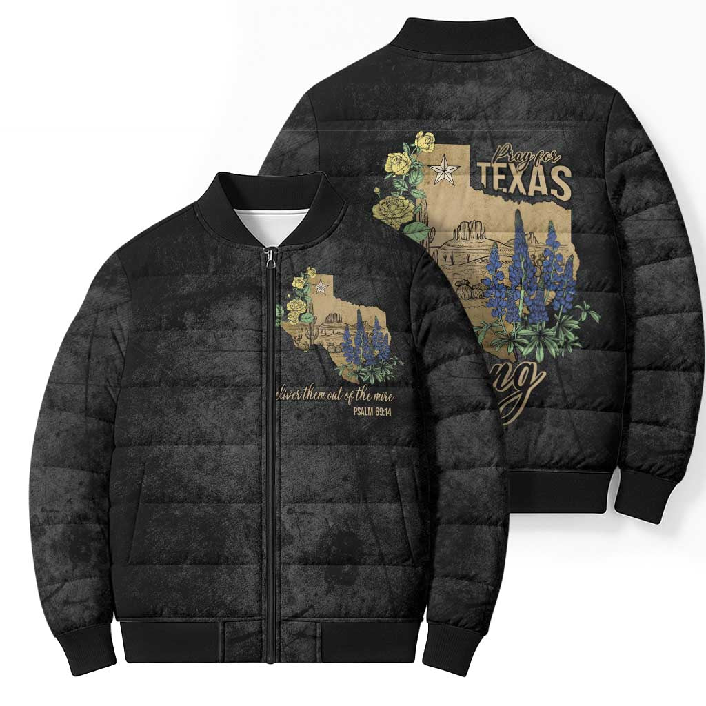 Pray for Texas Bomber Puffer Jacket Hill Country Strong - Wonder Print Shop