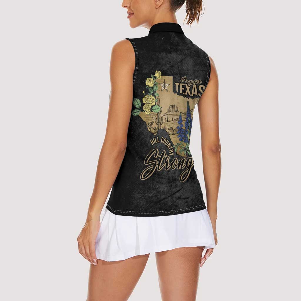 Pray for Texas Women Sleeveless Polo Shirt Hill Country Strong - Wonder Print Shop