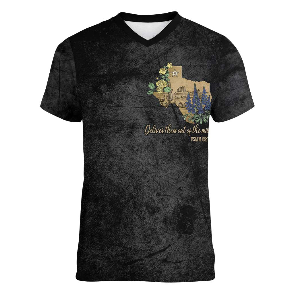 Pray for Texas Women V-Neck T-Shirt Hill Country Strong - Wonder Print Shop