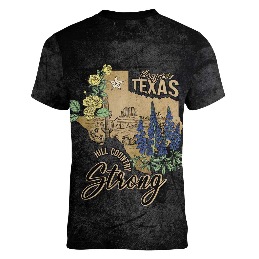 Pray for Texas Women V-Neck T-Shirt Hill Country Strong - Wonder Print Shop