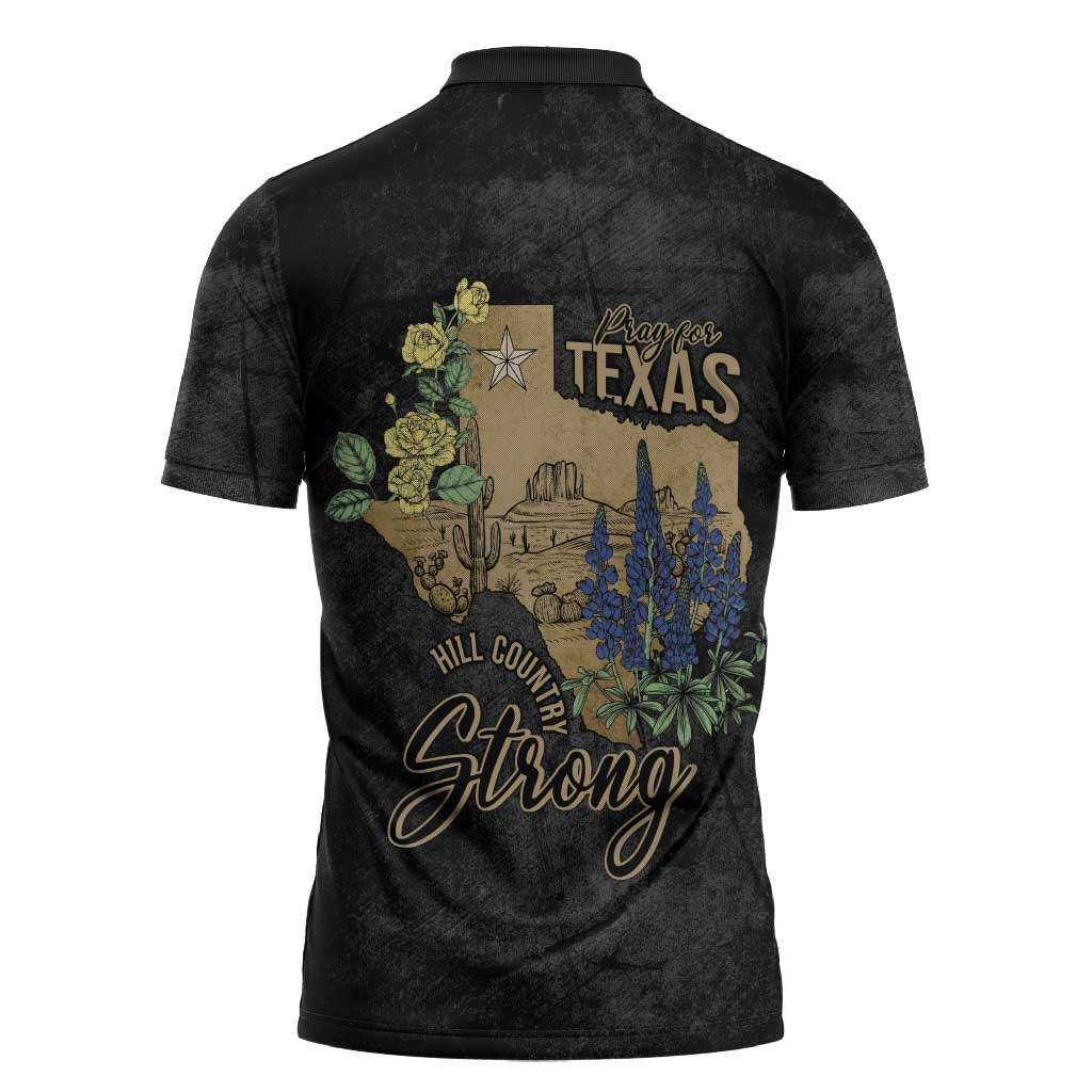 Pray for Texas Zipper Polo Shirt Hill Country Strong - Wonder Print Shop
