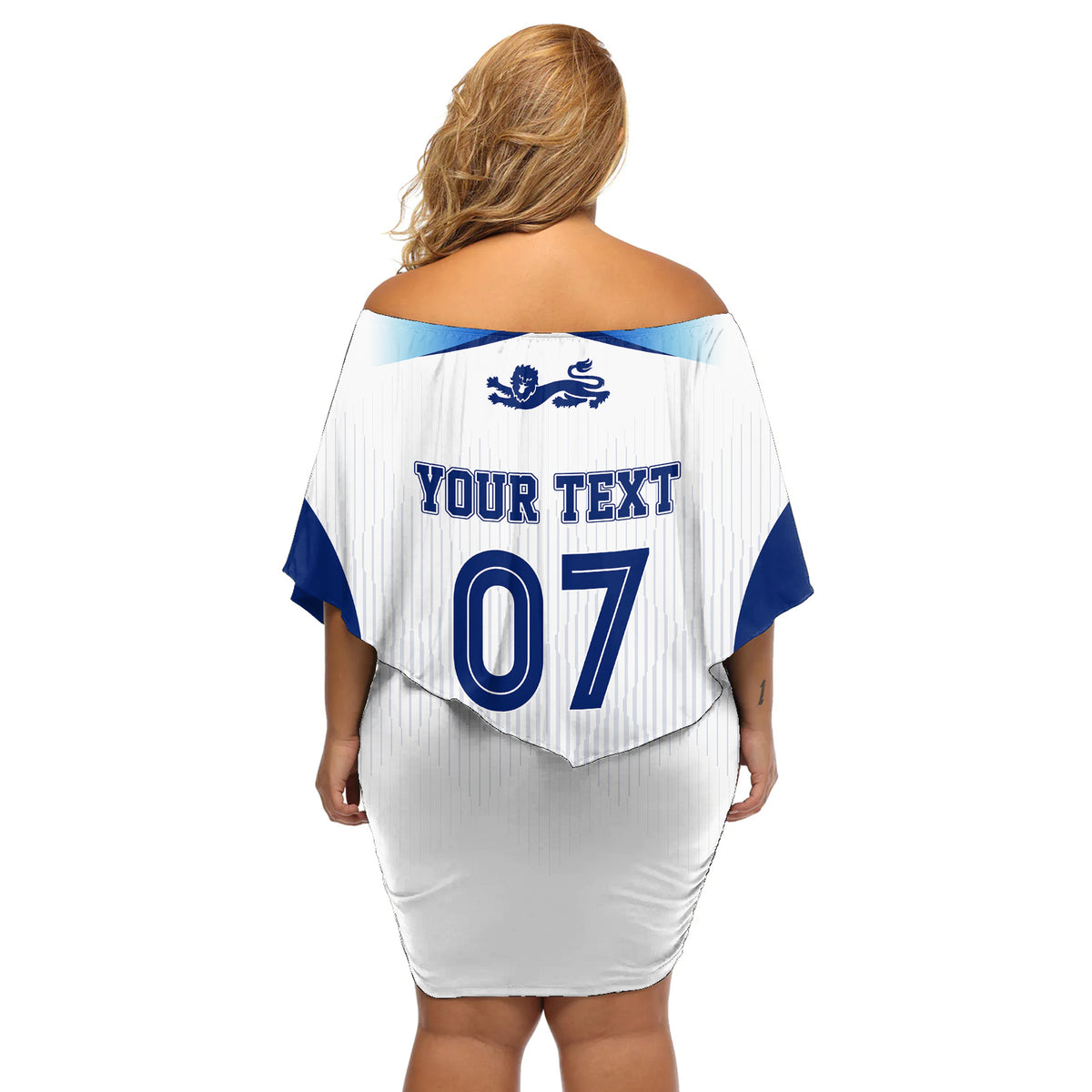 Personalised England Football Off Shoulder Short Dress The Lionesses Women World Cup 2023 - Wonder Print Shop