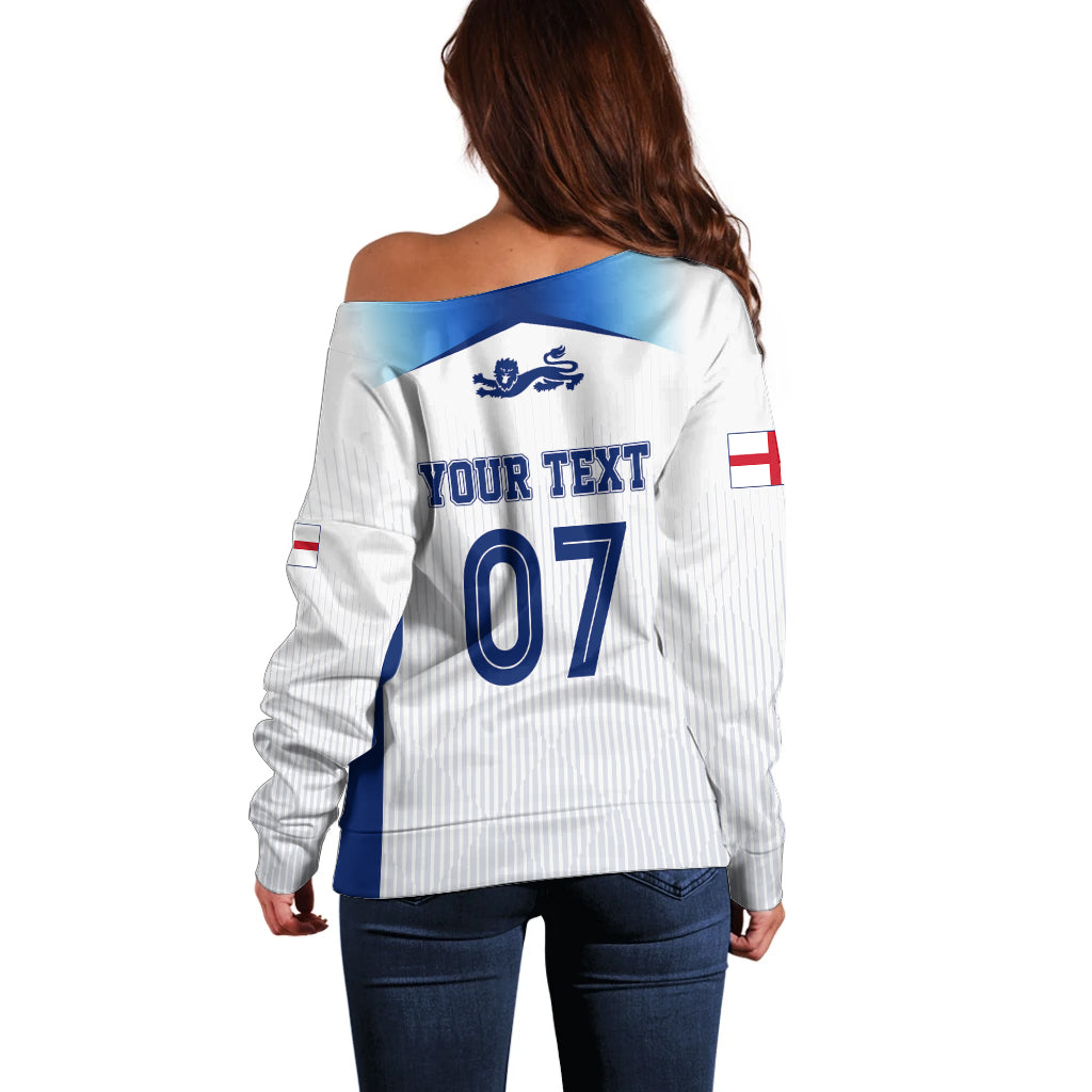 Personalised England Football Off Shoulder Sweater The Lionesses Women World Cup 2023 - Wonder Print Shop