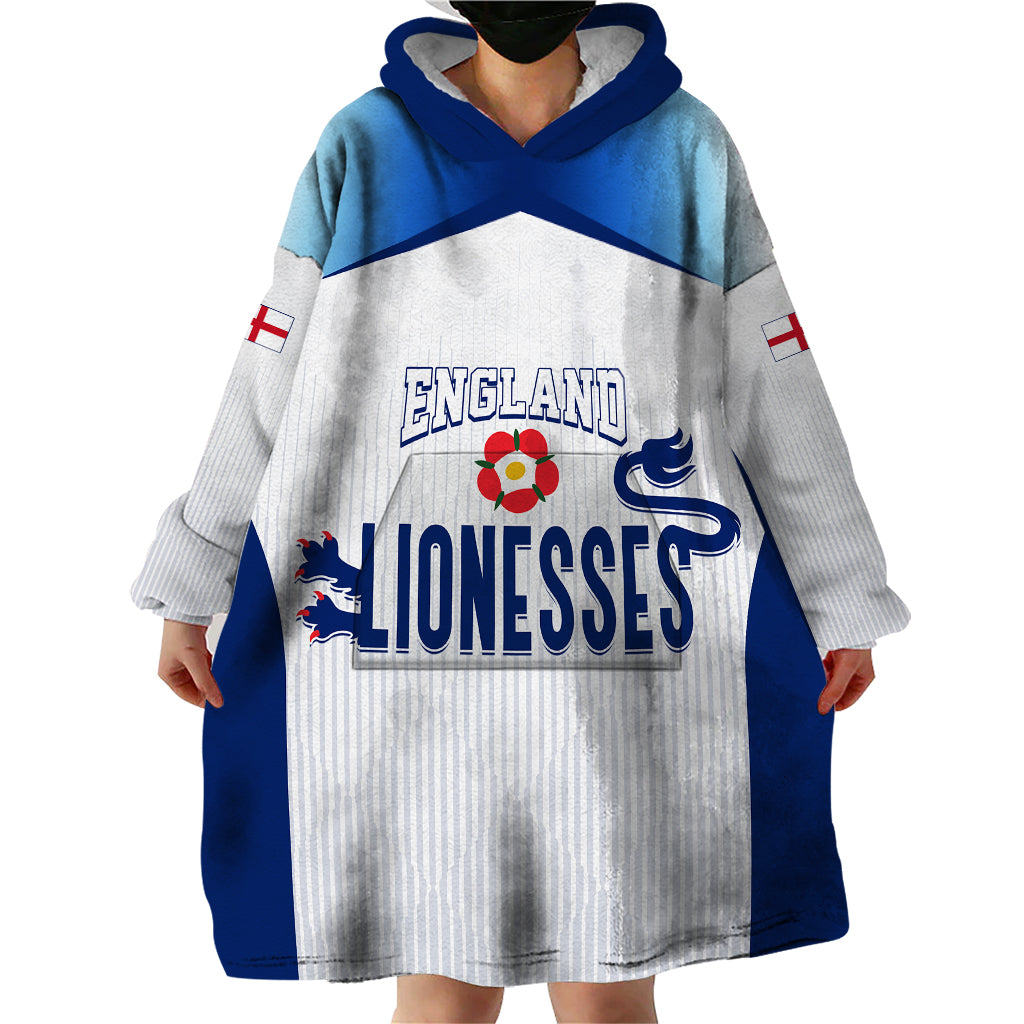 Personalised England Football Wearable Blanket Hoodie The Lionesses Women World Cup 2023 - Wonder Print Shop