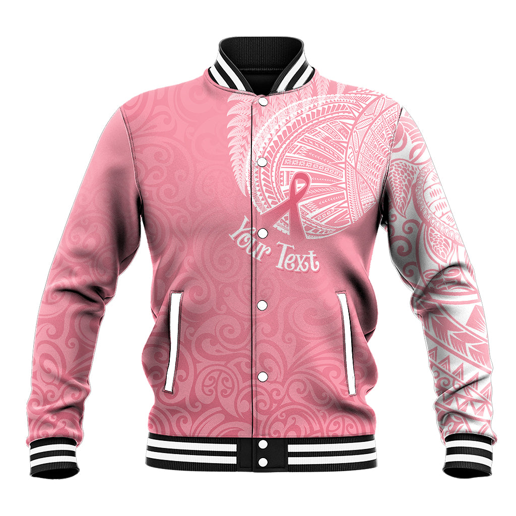 Personalised New Zealand Baseball Jacket Pink Ribbon Tattoo Mix Silver Fern LT7 - Wonder Print Shop