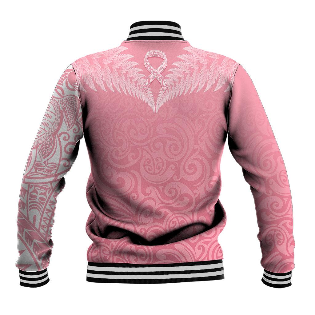 Personalised New Zealand Baseball Jacket Pink Ribbon Tattoo Mix Silver Fern LT7 - Wonder Print Shop