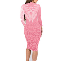 Personalised New Zealand Family Matching Long Sleeve Bodycon Dress and Hawaiian Shirt Pink Ribbon Tattoo Mix Silver Fern LT7 - Wonder Print Shop