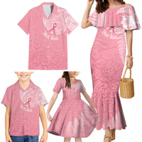 Personalised New Zealand Family Matching Mermaid Dress and Hawaiian Shirt Pink Ribbon Tattoo Mix Silver Fern LT7 - Wonder Print Shop