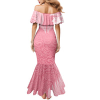 Personalised New Zealand Family Matching Mermaid Dress and Hawaiian Shirt Pink Ribbon Tattoo Mix Silver Fern LT7 - Wonder Print Shop