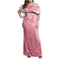 Personalised New Zealand Family Matching Off Shoulder Maxi Dress and Hawaiian Shirt Pink Ribbon Tattoo Mix Silver Fern LT7 - Wonder Print Shop