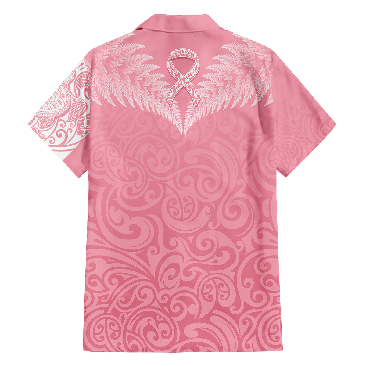 Personalised New Zealand Family Matching Off Shoulder Short Dress and Hawaiian Shirt Pink Ribbon Tattoo Mix Silver Fern LT7 - Wonder Print Shop