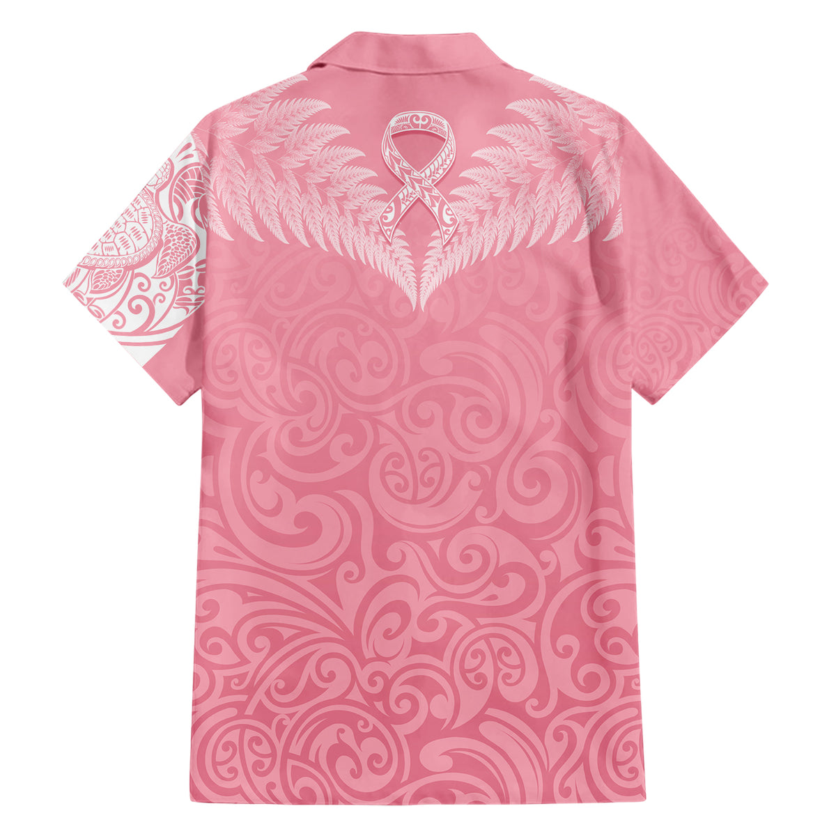 Personalised New Zealand Family Matching Short Sleeve Bodycon Dress and Hawaiian Shirt Pink Ribbon Tattoo Mix Silver Fern - Wonder Print Shop