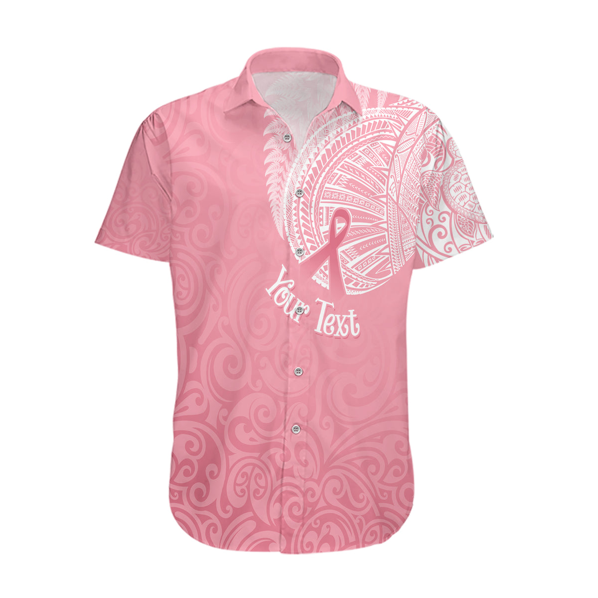 Personalised New Zealand Hawaiian Shirt Pink Ribbon Tattoo Mix Silver Fern - Wonder Print Shop