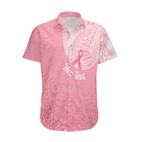 Personalised New Zealand Hawaiian Shirt Pink Ribbon Tattoo Mix Silver Fern - Wonder Print Shop