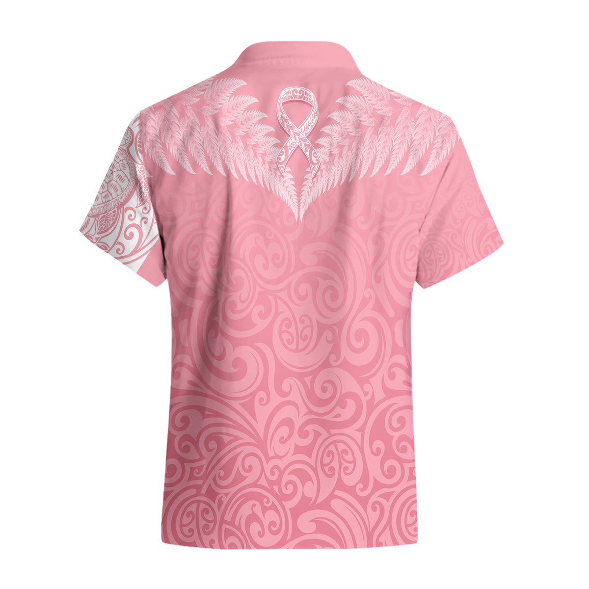 Personalised New Zealand Hawaiian Shirt Pink Ribbon Tattoo Mix Silver Fern - Wonder Print Shop
