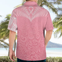 Personalised New Zealand Hawaiian Shirt Pink Ribbon Tattoo Mix Silver Fern - Wonder Print Shop