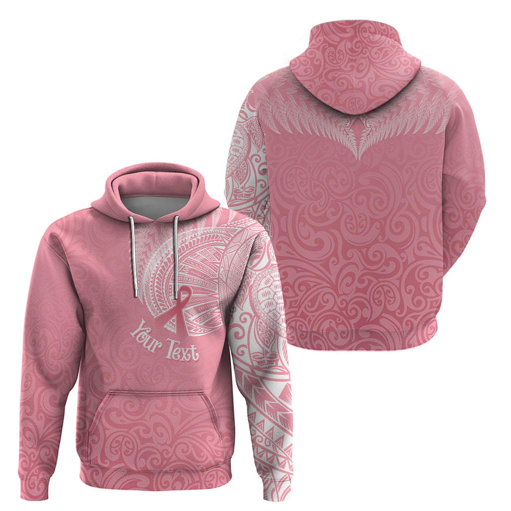 Personalised New Zealand Hoodie Pink Ribbon Tattoo Mix Silver Fern - Wonder Print Shop