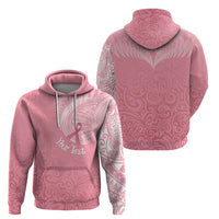 Personalised New Zealand Hoodie Pink Ribbon Tattoo Mix Silver Fern - Wonder Print Shop