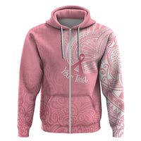 Personalised New Zealand Hoodie Pink Ribbon Tattoo Mix Silver Fern - Wonder Print Shop
