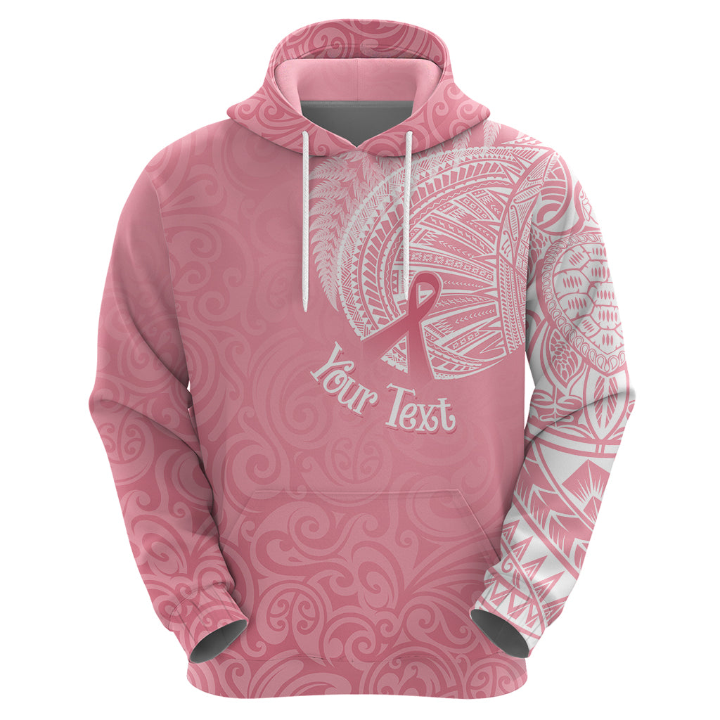 Personalised New Zealand Hoodie Pink Ribbon Tattoo Mix Silver Fern - Wonder Print Shop