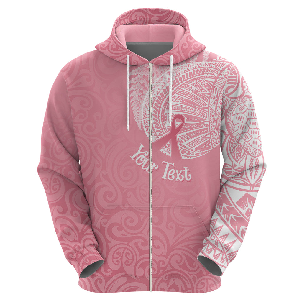 Personalised New Zealand Hoodie Pink Ribbon Tattoo Mix Silver Fern - Wonder Print Shop
