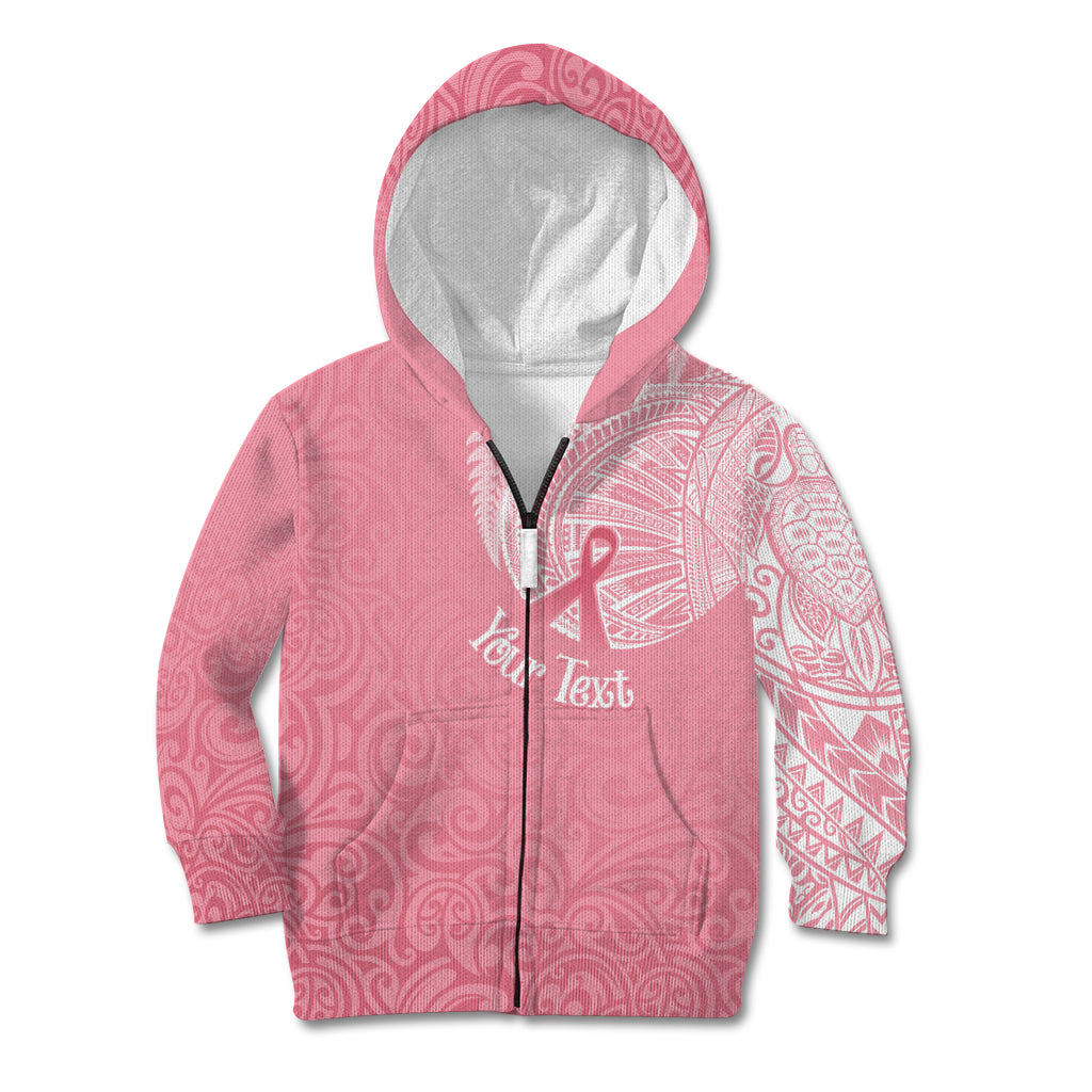 Personalised New Zealand Kid Hoodie Pink Ribbon Tattoo Mix Silver Fern - Wonder Print Shop