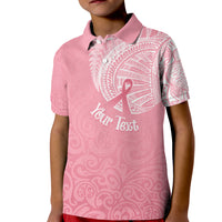 Personalised New Zealand Kid Polo Shirt Pink Ribbon Tattoo Mix Silver Fern - Wonder Print Shop