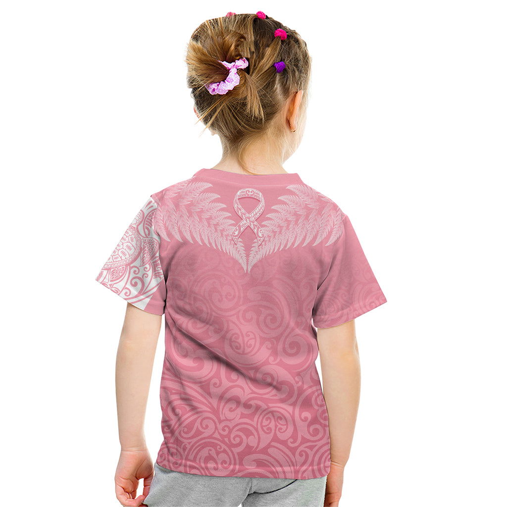 Personalised New Zealand Kid T Shirt Pink Ribbon Tattoo Mix Silver Fern - Wonder Print Shop