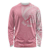 Personalised New Zealand Long Sleeve Shirt Pink Ribbon Tattoo Mix Silver Fern - Wonder Print Shop