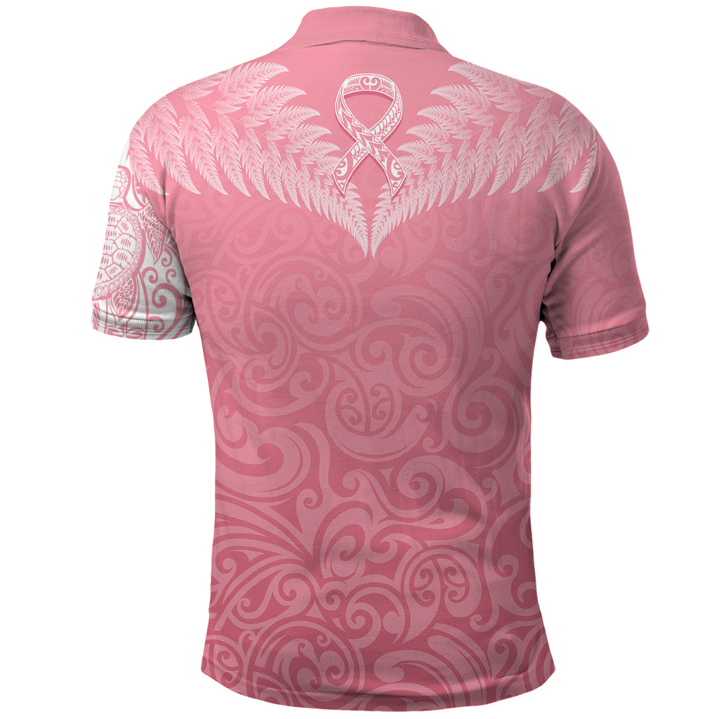 Personalised New Zealand Polo Shirt Pink Ribbon Tattoo Mix Silver Fern - Wonder Print Shop