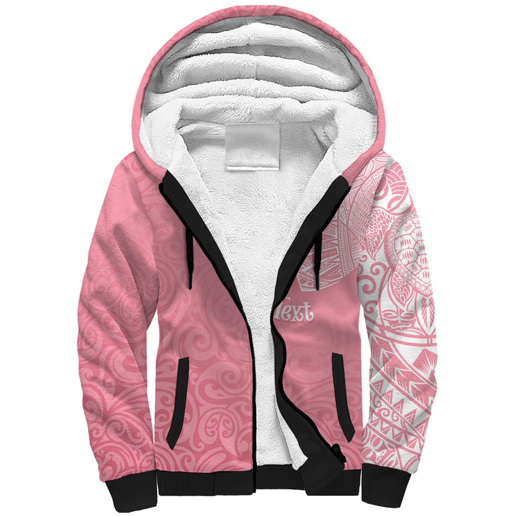 Personalised New Zealand Sherpa Hoodie Pink Ribbon Tattoo Mix Silver Fern - Wonder Print Shop
