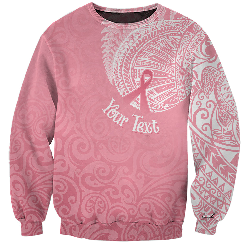 Personalised New Zealand Sweatshirt Pink Ribbon Tattoo Mix Silver Fern - Wonder Print Shop