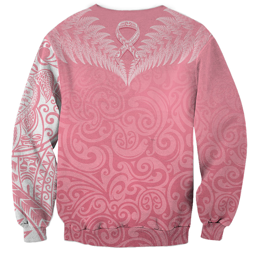 Personalised New Zealand Sweatshirt Pink Ribbon Tattoo Mix Silver Fern - Wonder Print Shop