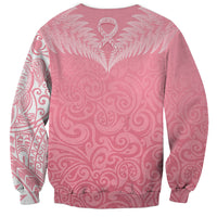 Personalised New Zealand Sweatshirt Pink Ribbon Tattoo Mix Silver Fern - Wonder Print Shop