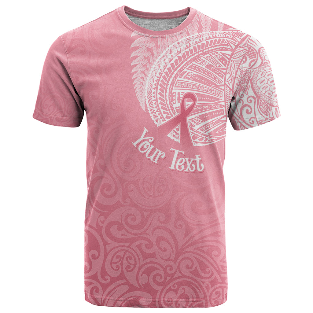 Personalised New Zealand T Shirt Pink Ribbon Tattoo Mix Silver Fern - Wonder Print Shop