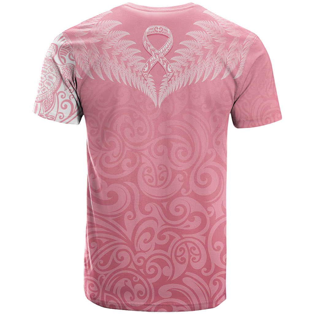 Personalised New Zealand T Shirt Pink Ribbon Tattoo Mix Silver Fern - Wonder Print Shop