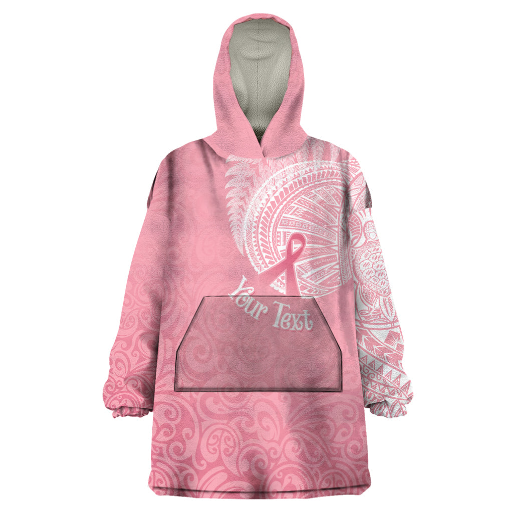 Personalised New Zealand Wearable Blanket Hoodie Pink Ribbon Tattoo Mix Silver Fern - Wonder Print Shop