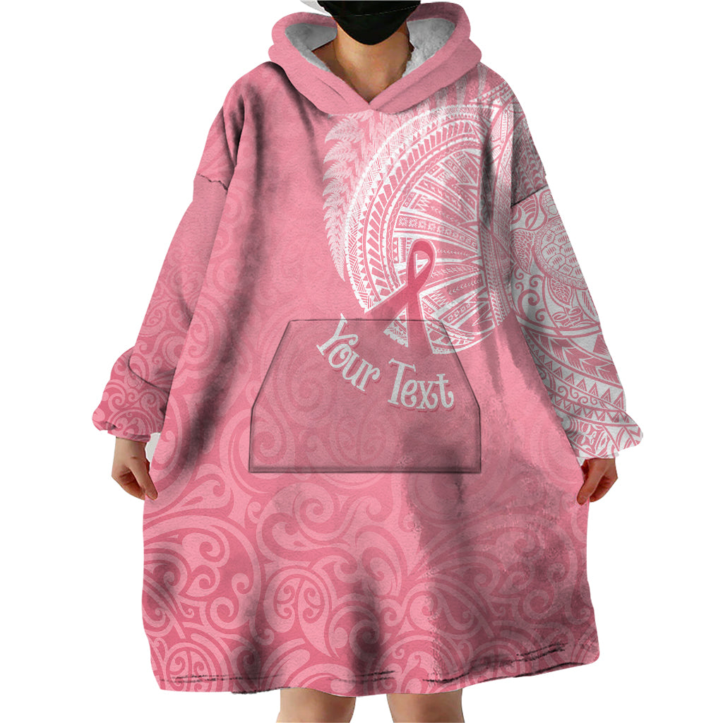Personalised New Zealand Wearable Blanket Hoodie Pink Ribbon Tattoo Mix Silver Fern - Wonder Print Shop