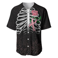 In October We Wear Pink Breast Cancer Awareness Baseball Jersey Skull and Roses - Black LT7 - Wonder Print Shop