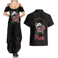In October We Wear Pink Breast Cancer Awareness Couples Matching Summer Maxi Dress and Hawaiian Shirt Skull and Roses - Black LT7 - Wonder Print Shop