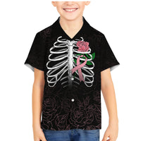 In October We Wear Pink Breast Cancer Awareness Family Matching Mermaid Dress and Hawaiian Shirt Skull and Roses - Black LT7 - Wonder Print Shop