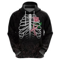In October We Wear Pink Breast Cancer Awareness Hoodie Skull and Roses - Black - Wonder Print Shop