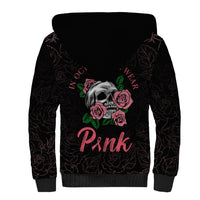 In October We Wear Pink Breast Cancer Awareness Sherpa Hoodie Skull and Roses - Black - Wonder Print Shop